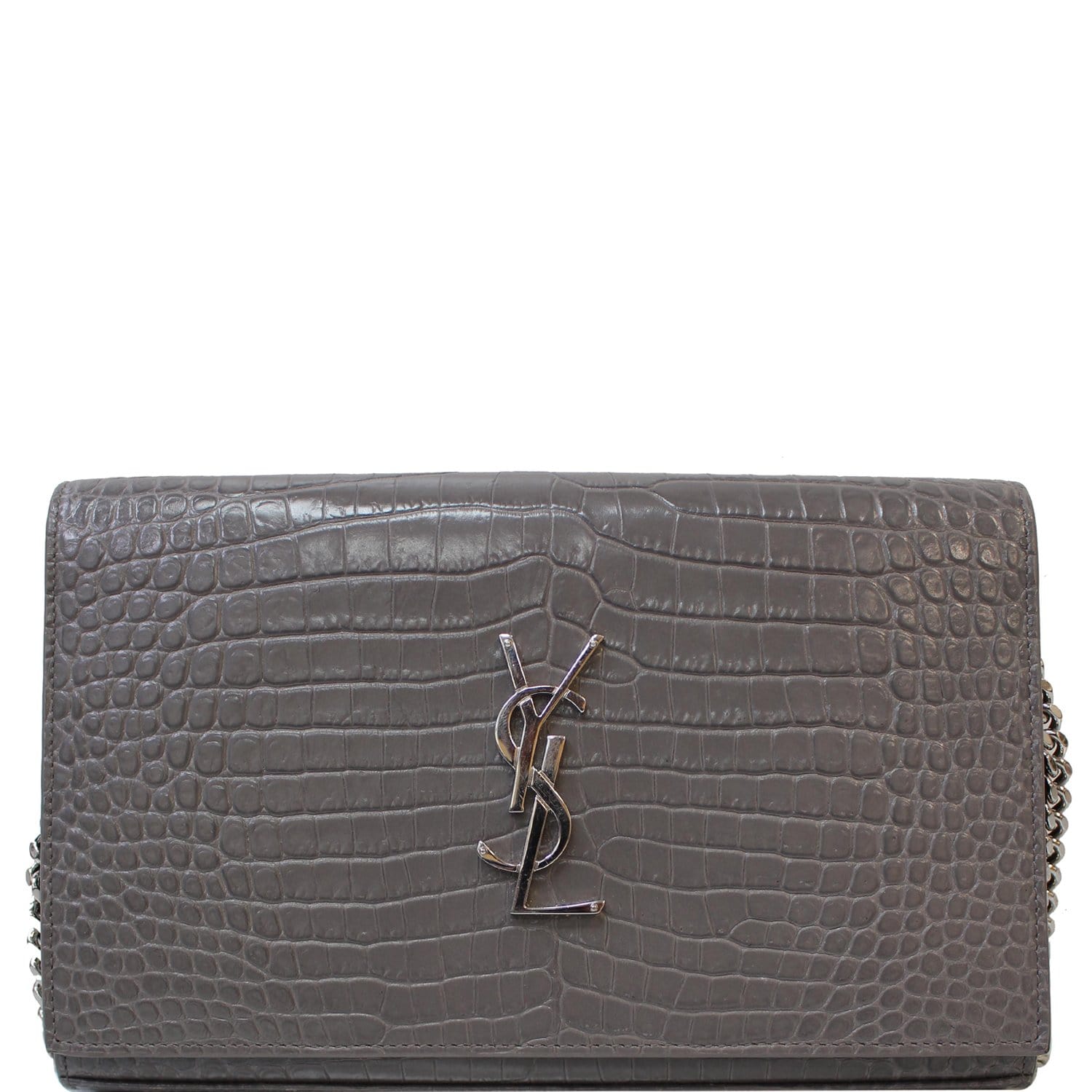 Saint Laurent Kate Medium YSL Croc-Embossed Crossbody Bag