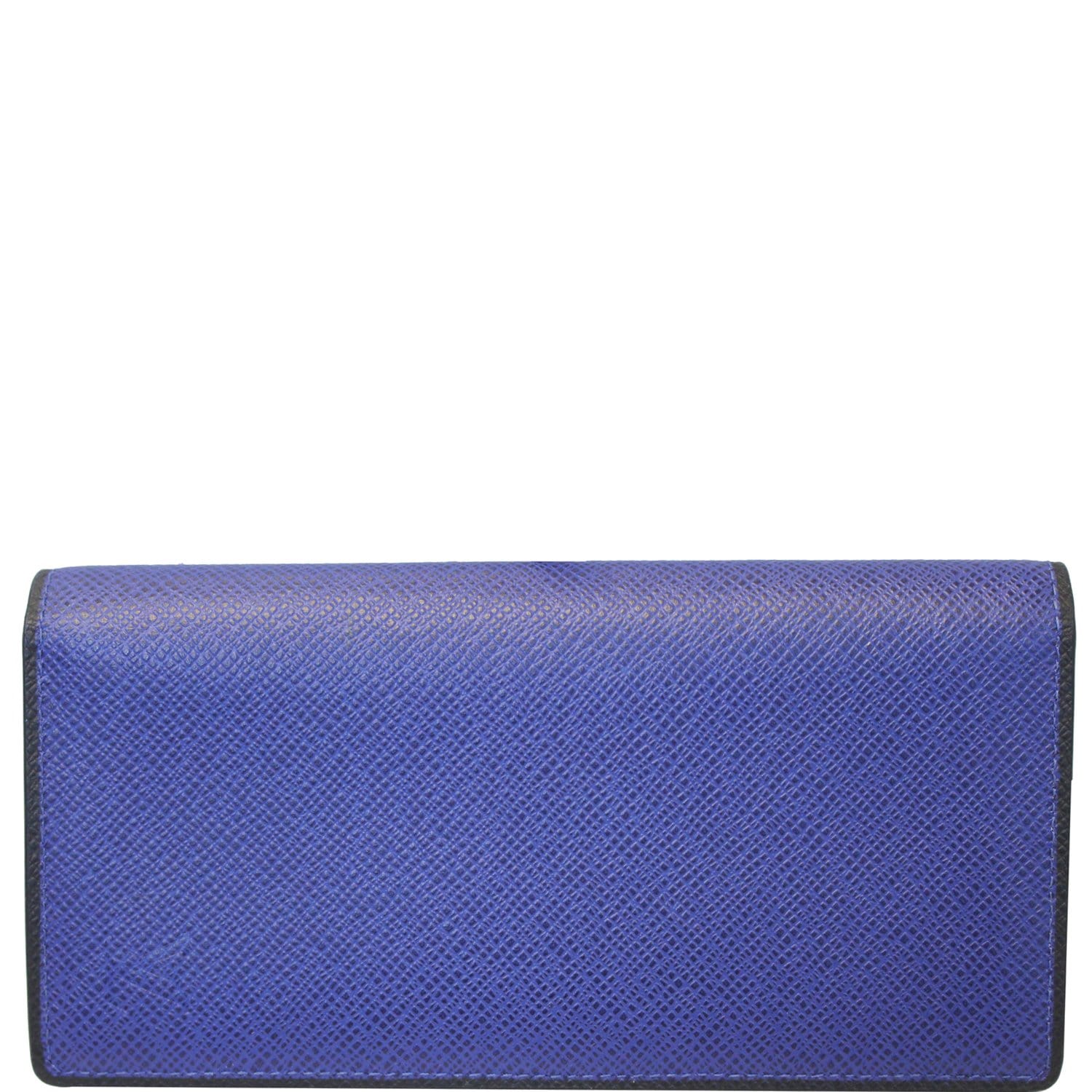 LOUIS VUITTON Brazza Taiga Leather Bifold Wallet Blue-US