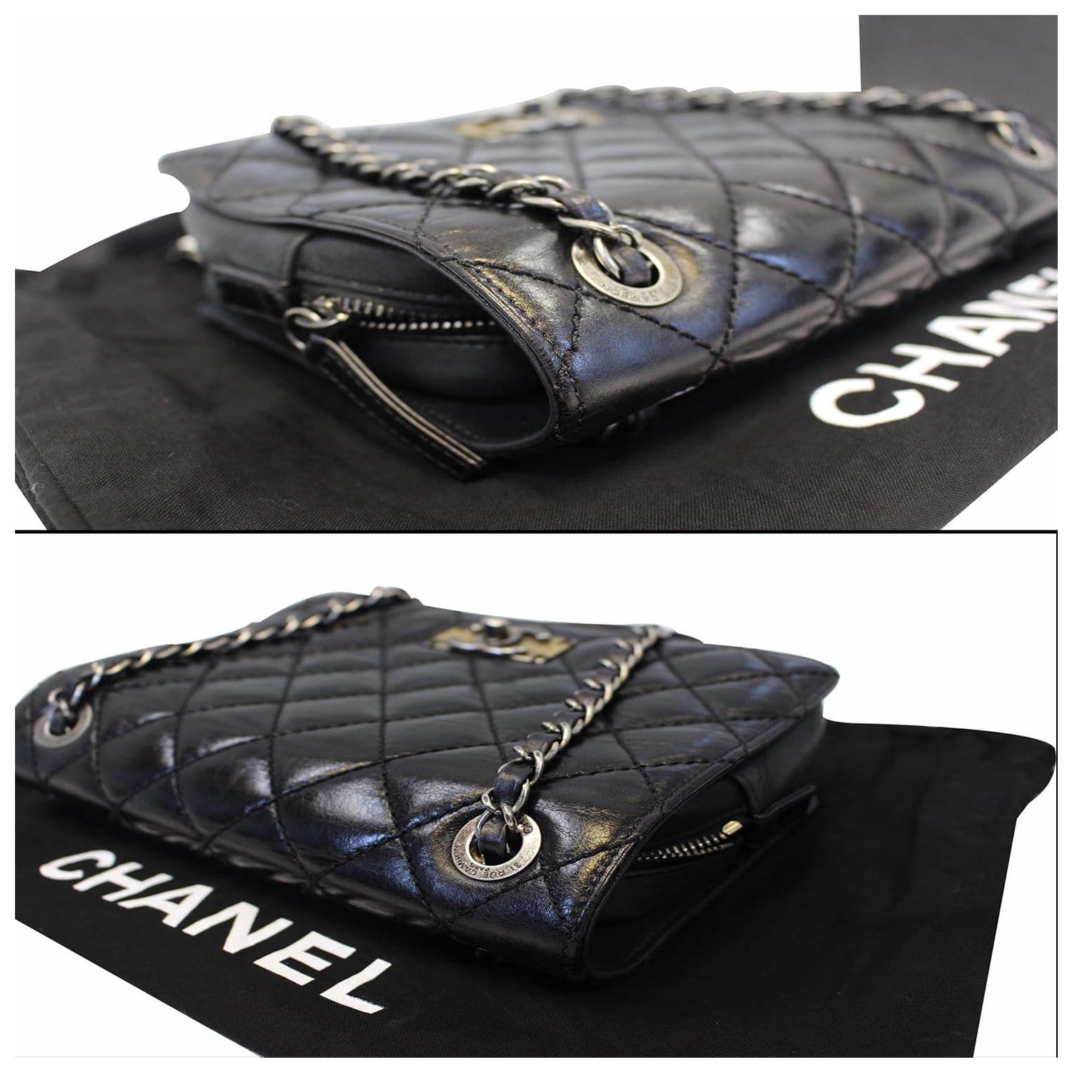 Chanel Flap CC Quilted Leather Crossbody Bag Black