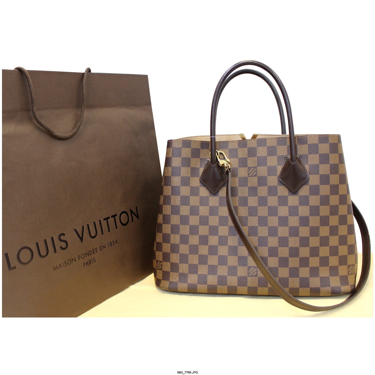 LOUIS VUITTON Kensington Damier Ebene Shoulder Handbag-US