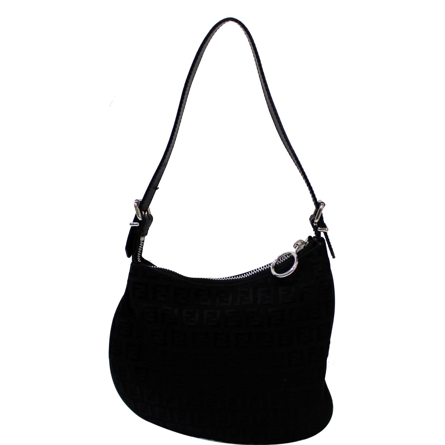 Fendi 8br249 Black Brown FF Zucchino Handbag Semi-shoulder