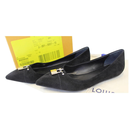 Louis Vuitton Schoolgirl Black Suede Slipper Loafer Flats 37.5
