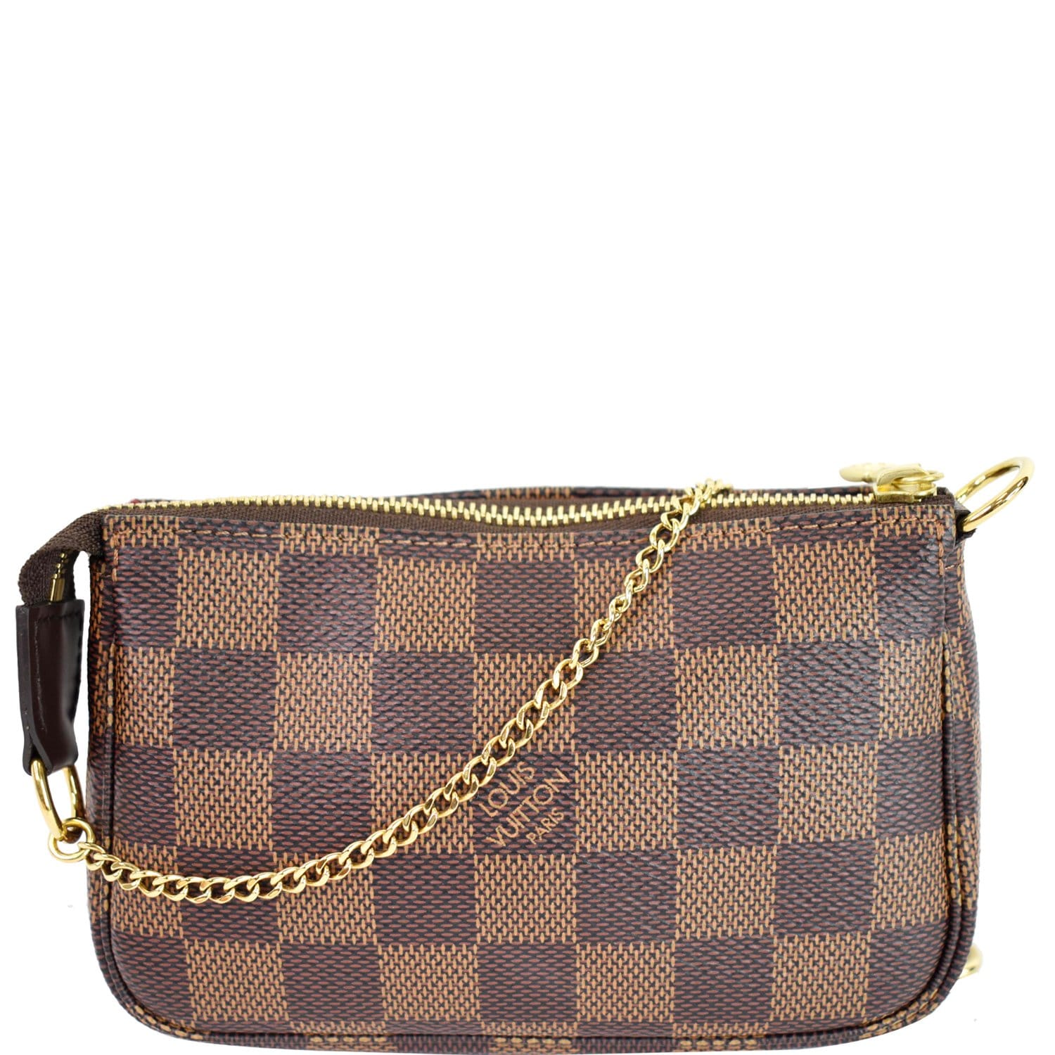 LOUIS VUITTON Mini Pochette Damier Ebene Accessories Pouch Brown