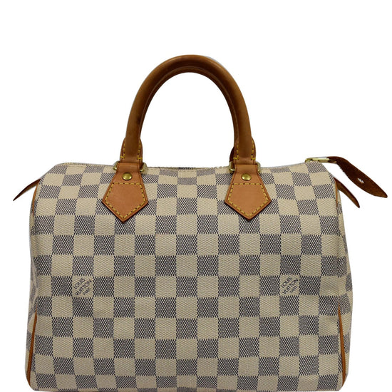 Louis Vuitton Vintage - Damier Azur Speedy 25 Bag - White - Damier Canvas  and Vachetta Leather Handbag - Luxury High Quality - Avvenice