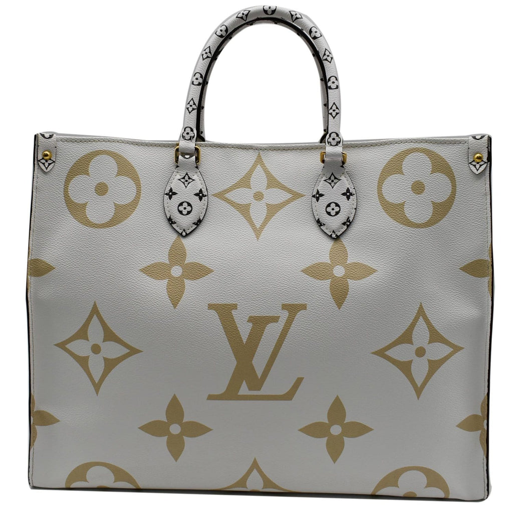 Louis Vuitton Onthego Gm Giant Monogram Canvas Tote Shoulder Bag Khaki 