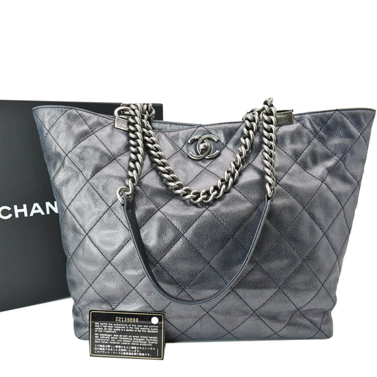 Chanel Quilted Nylon Large Shopping Tote - Blue Totes, Handbags