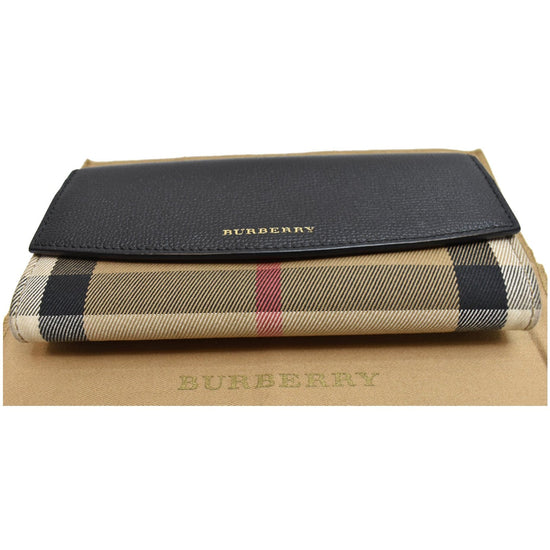 Burberry Brown Ochre Leather and House Check Canvas Porter Continental  Wallet - Yoogi's Closet