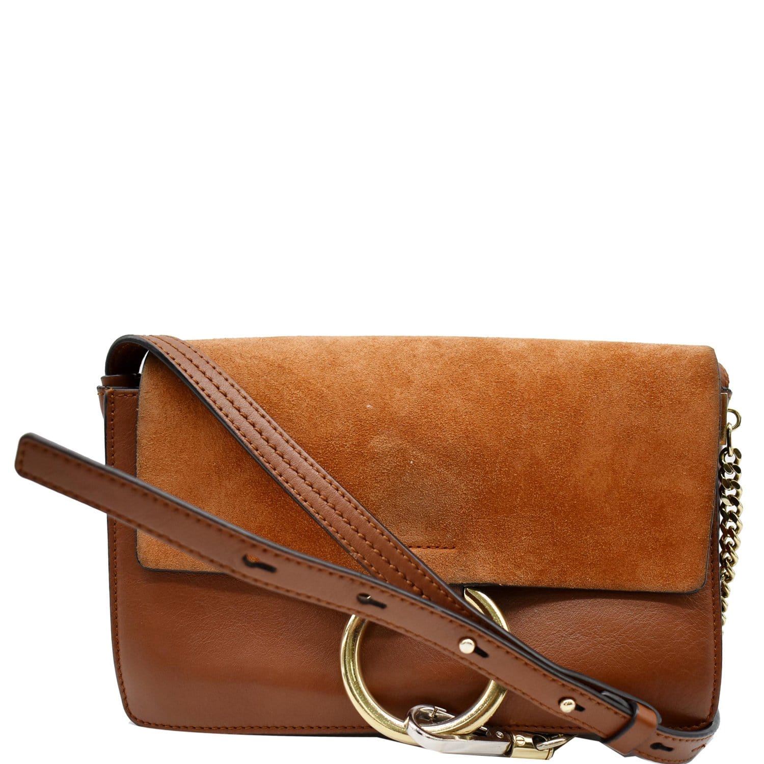 Chloé Faye Small Shoulder Bag In Muted Brown In Beige