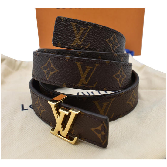 Louis Vuitton Belt Initiales Damier Ebene Canvas/Leather Brown in Canvas/ Leather with Mocha Brown - US