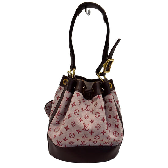 LOUIS VUITTON Mini Lin Mini Noe Monogram Satchel Bag Cherry Red