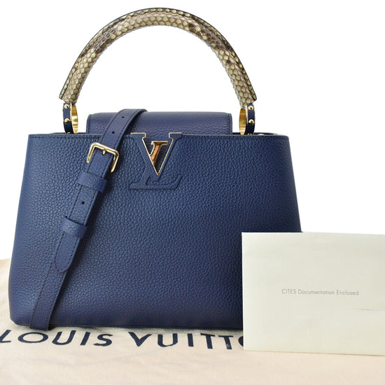 LOUIS VUITTON TAURILLON LEATHER & PYTHON SKIN CAPUCINES MM – Caroline's  Fashion Luxuries