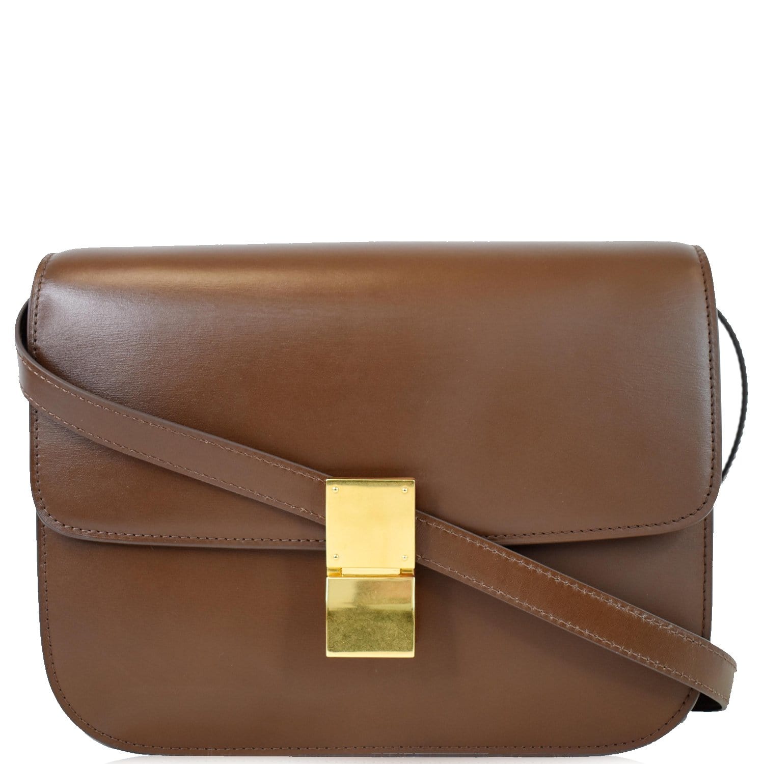 CELINE Box Calfskin Medium Classic Box Flap Bag Light Camel 1312882