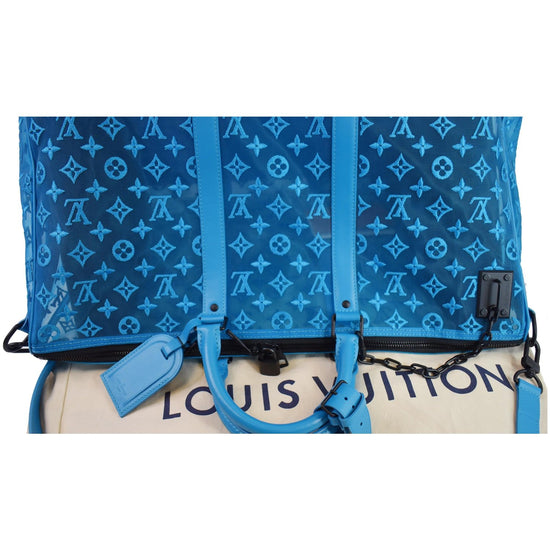 Louis Vuitton Neon Blue Mesh Triangle 'Keepall 50' Bag