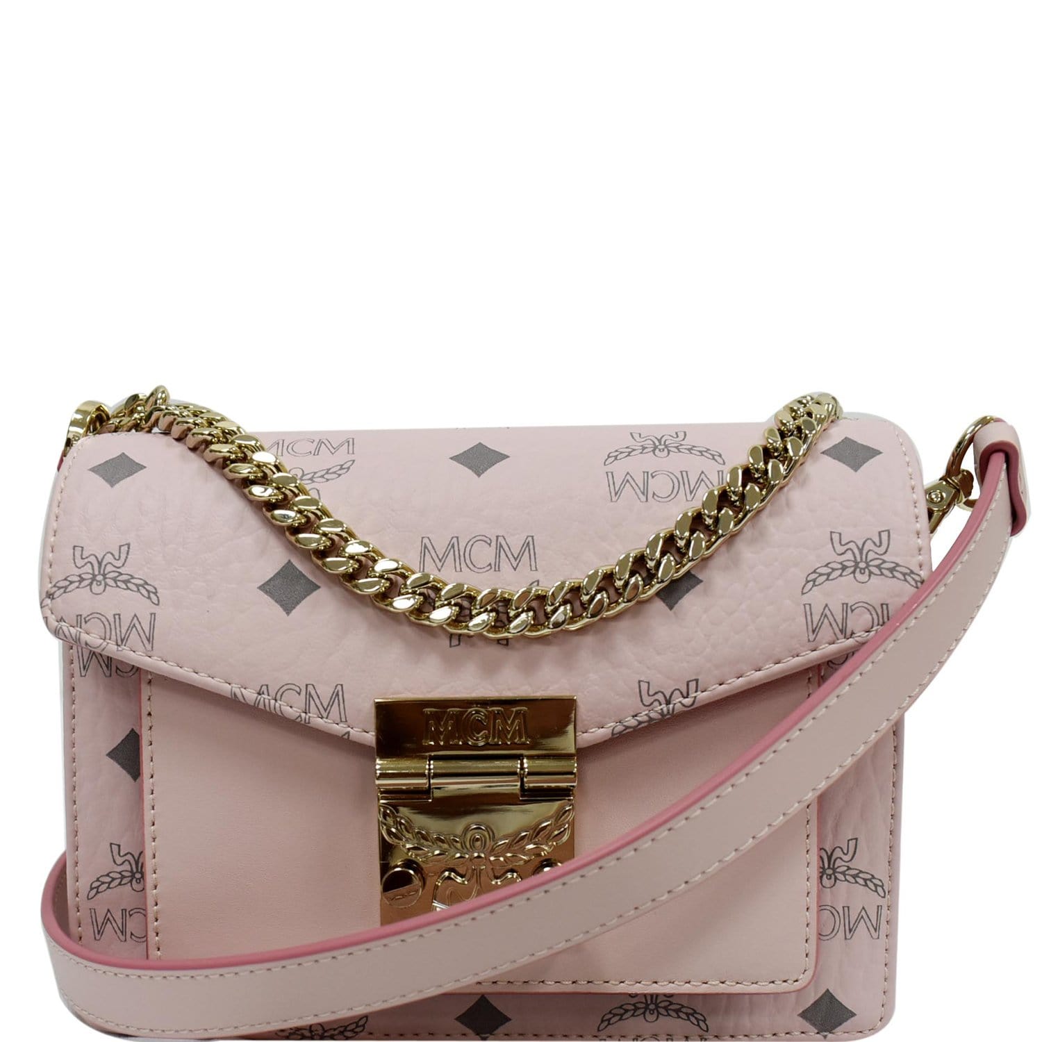 MCM Women's Sugar Pink Patricia Small Leather Crossbody Shoulder Bag