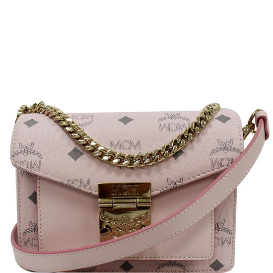 MCM Patricia Visetos Crossbody Shoulder Bag Soft Pink New