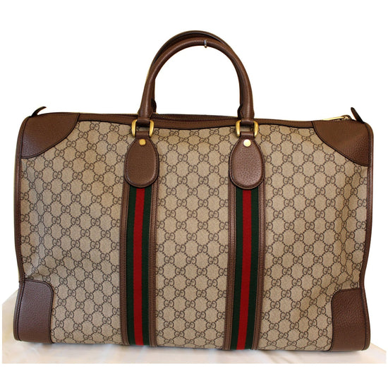 Gucci Beige/Brown GG Supreme Canvas and Leather Ophidia Duffel Bag