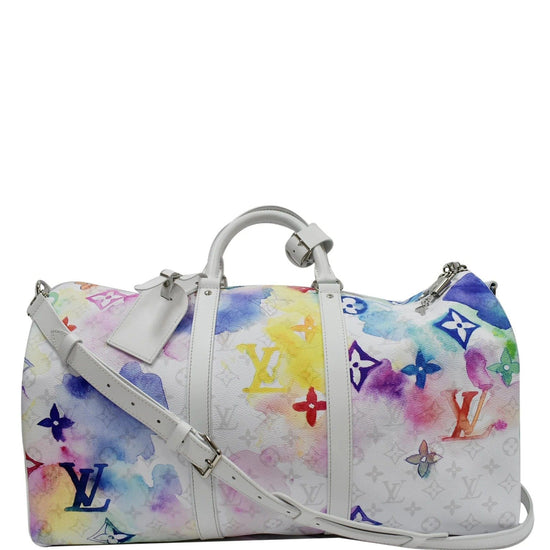 Louis Vuitton Keepall 50 Monogram Watercolor in Canvas with Silver