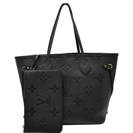 Louis Vuitton Neverfull MM Monogram Black Tote Bag w/ Pouch Fall