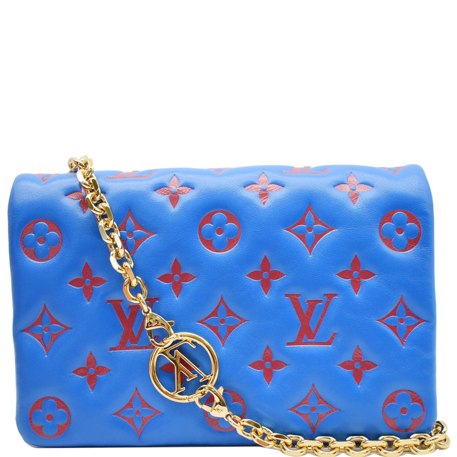 LOUIS VUITTON Coussin Monogram Embossed Pochette Crossbody Bag Blue