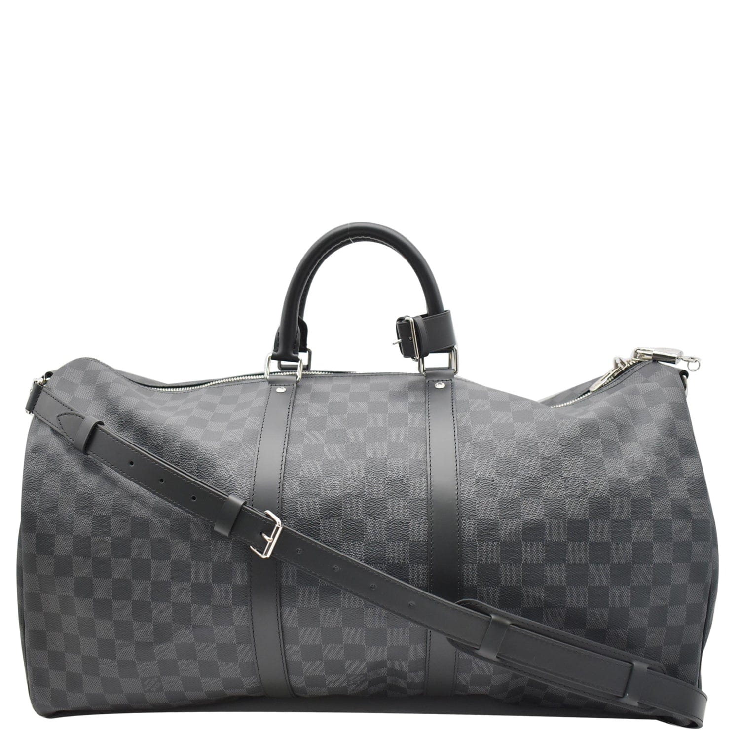 LOUIS VUITTON Keepall 55 Damier Graphite Bandouliere Travel Bag Black