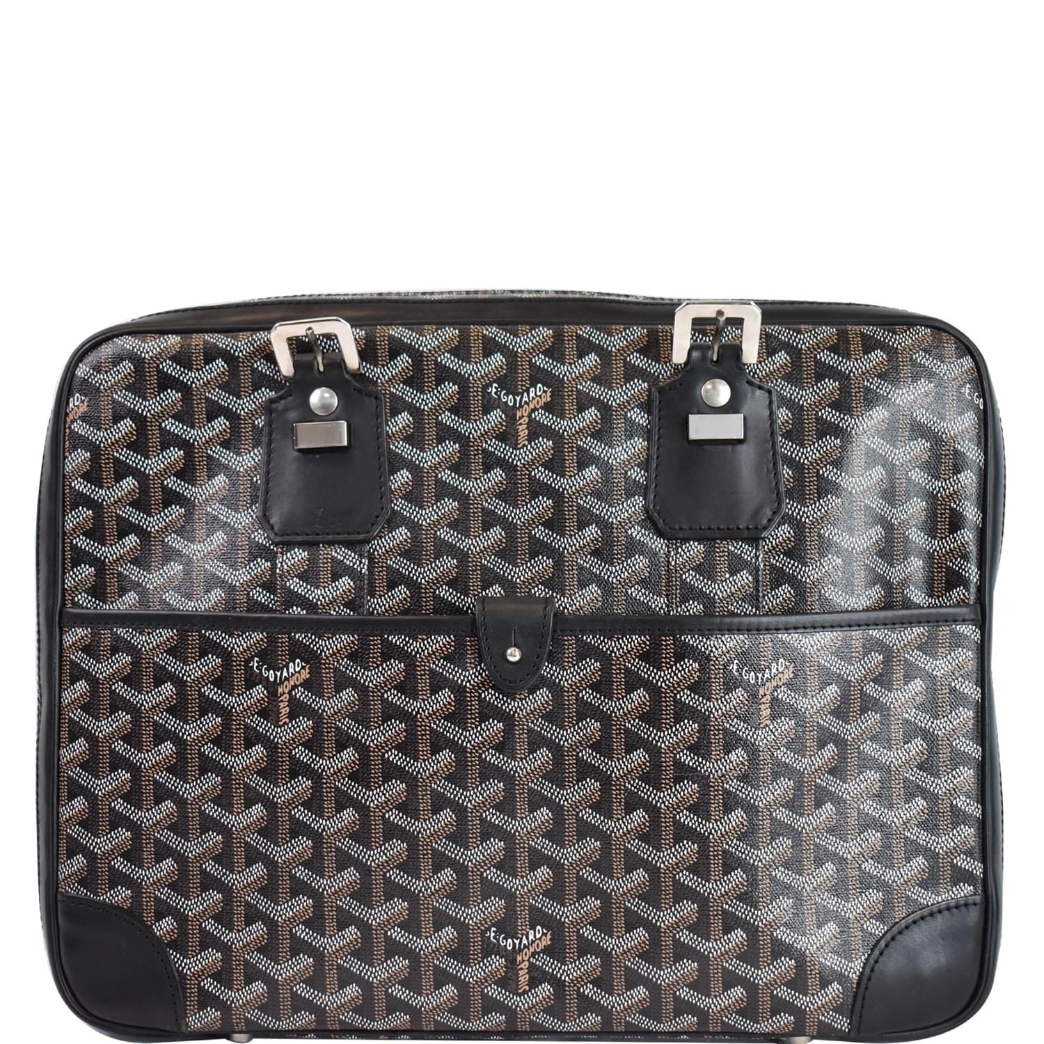 Goyard Black Chevron Goyardine Diplomat Briefcase Attache Bag 857928