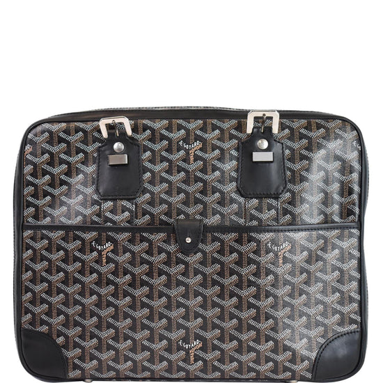 GOYARD Ambassade PM Goyardine Canvas Briefcase Bag Black