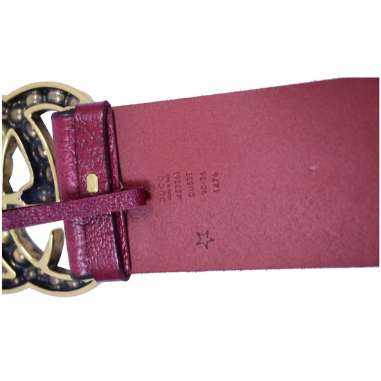 Gucci Leather Belt with Pearl Double G Buckle, Size Gucci 110, Black, Leather