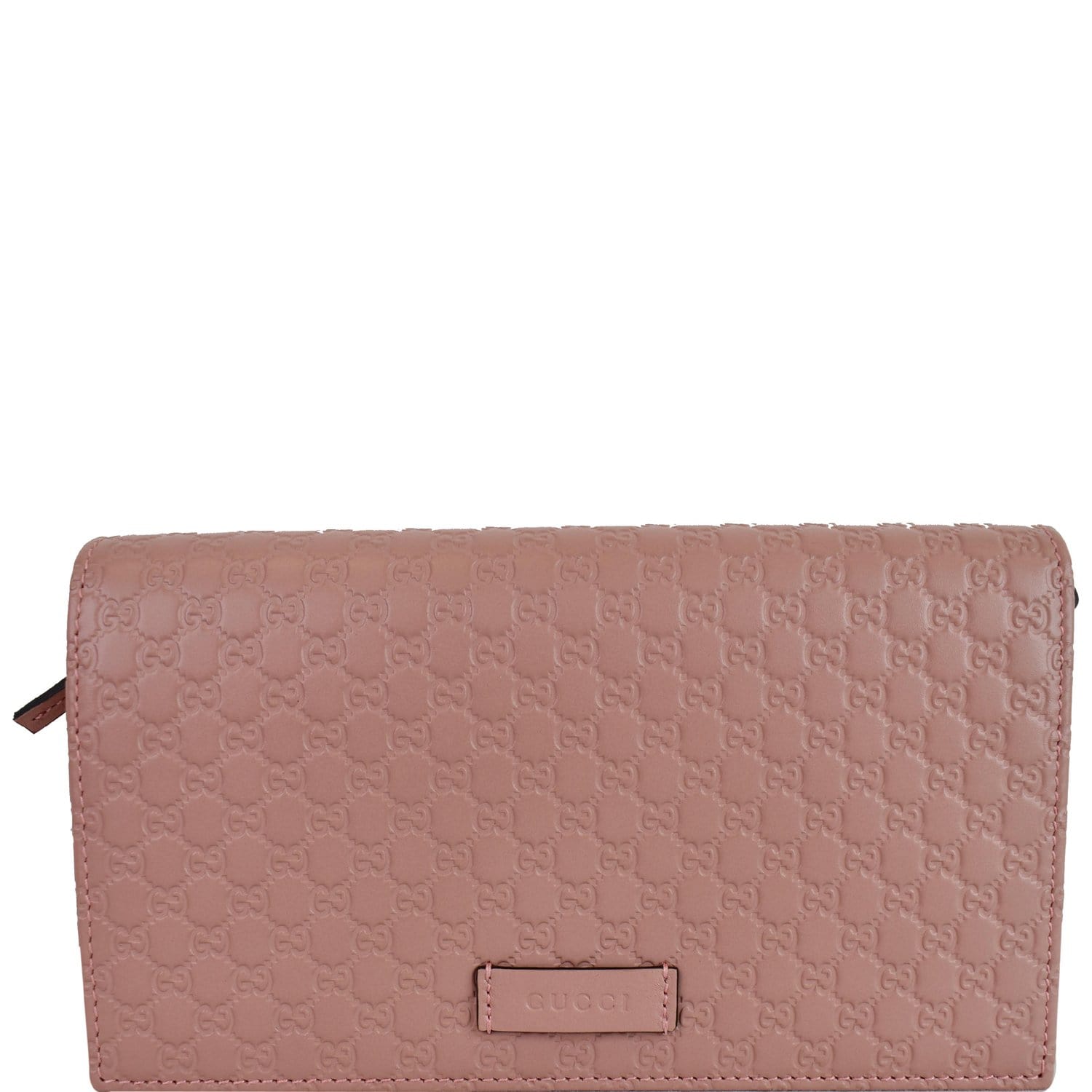 GUCCI Micro GG Guccissima Leather Crossbody Wallet Pink 466507