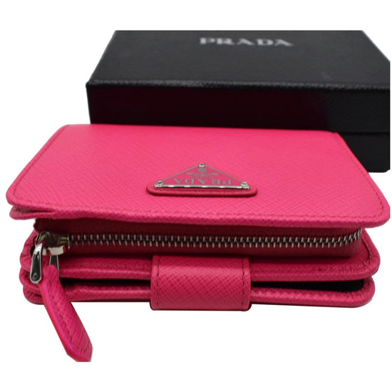 Prada Peonia Pink Large Saffiano Leather Wallet Zip Around Wallet