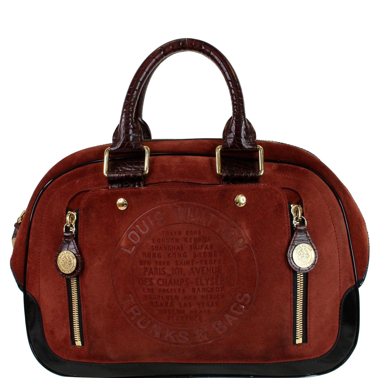 Louis Vuitton Limited Edition Red Suede Havane Stamped Trunk GM Bag -  Yoogi's Closet