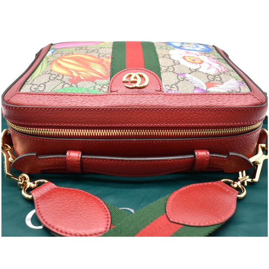 GUCCI Ophidia Flora Web Small Top Handle Shoulder Bag Red 550622