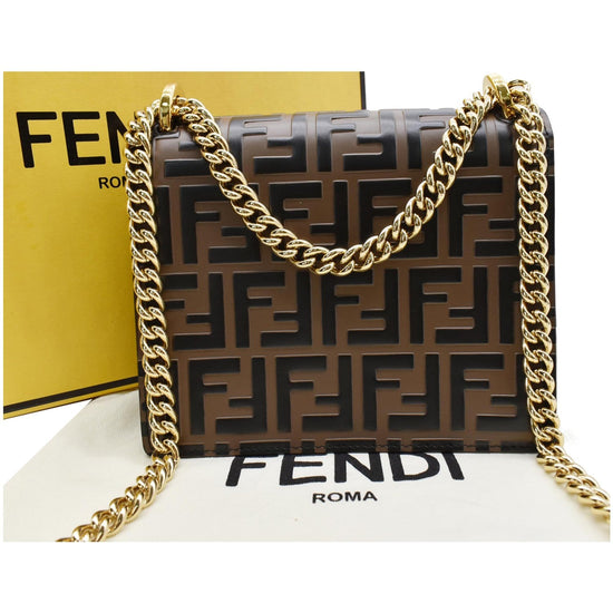 FENDI: Kan U small bag with embossed FF logo - Tobacco