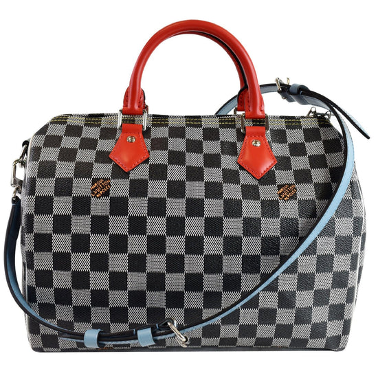 LOUIS VUITTON Speedy 30 Bandouliere Damier Shoulder Bag Black White