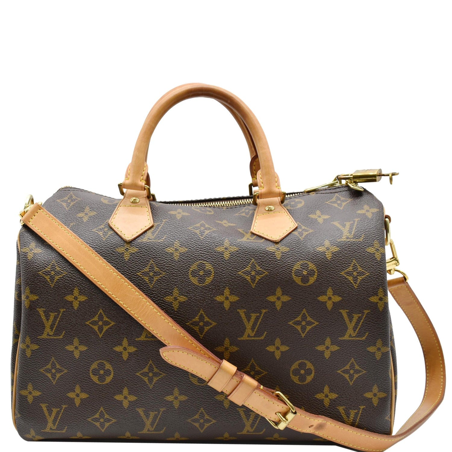 Louis Vuitton Speedy Bandouliere 22 Black Handbag Gold Chain & Hardware