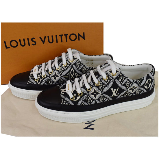LOUIS VUITTON Off-white Grey Perforated Leather Suede Sneaker 40