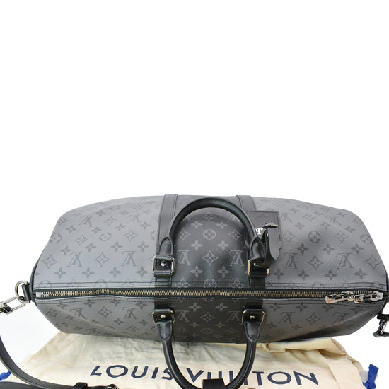 LOUIS VUITTON Keepall 50 Travel Bag Monogram Eclipse M45392 RARE - Black &  Gray