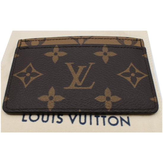 Louis Vuitton Card Holder Reverse Monogram Canvas Brown in Coated