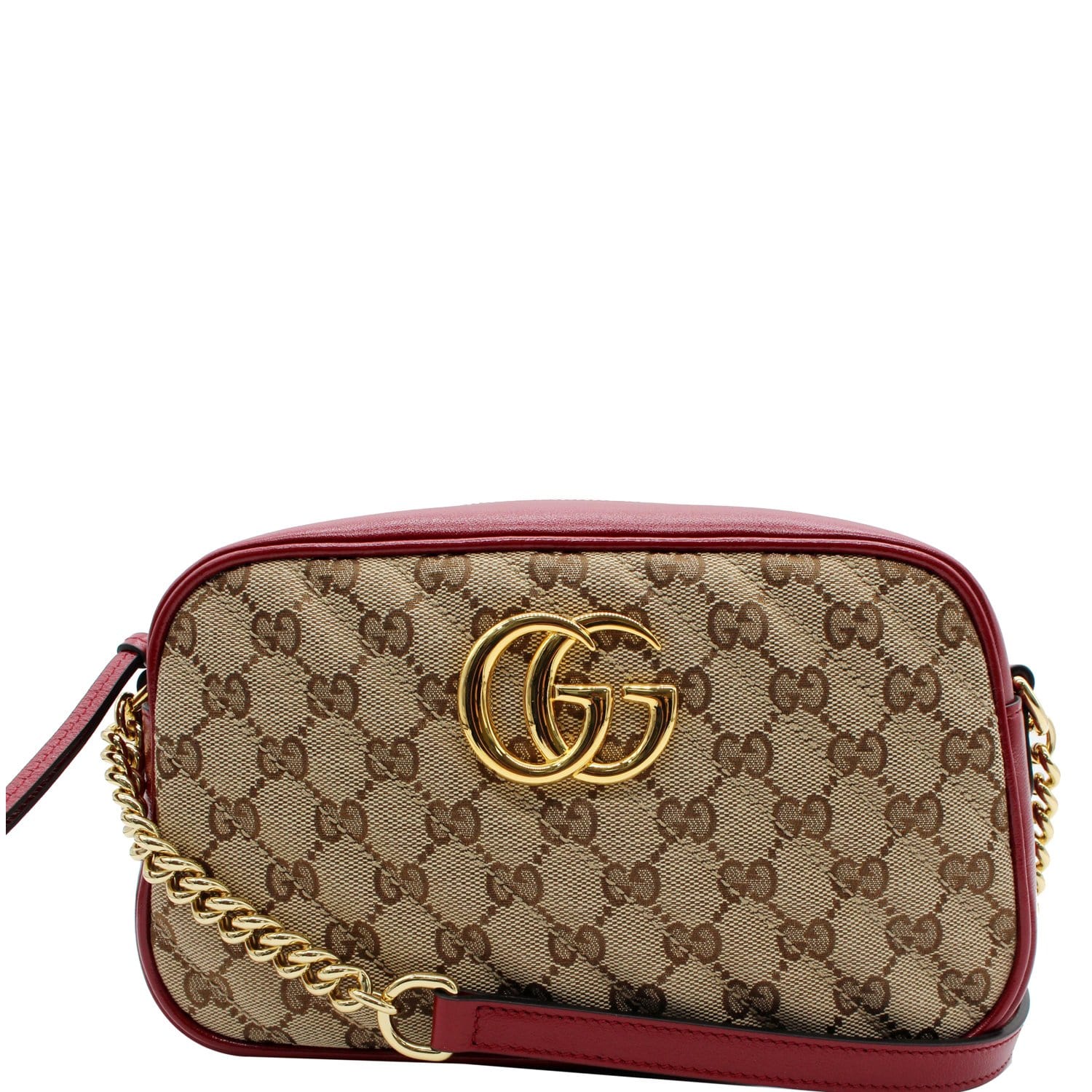 Gucci Red Matelassé Leather Mini GG Marmont Camera Bag Gucci