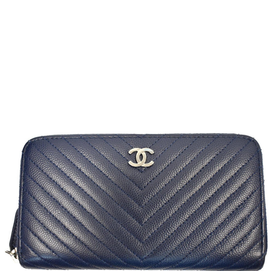 chevron quilted leather wallet