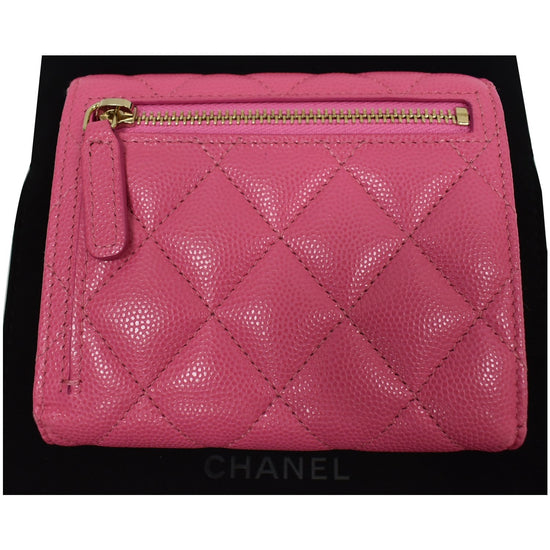 CHANEL Mademoiselle Caviar Quilted Leather Pink Card Holder Zip Around  Wallet CC