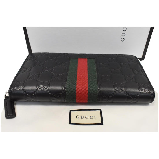 Gucci Navy Blue Leather Guccissima Web Stripe Long Zip Wallet 408831 –  Queen Bee of Beverly Hills