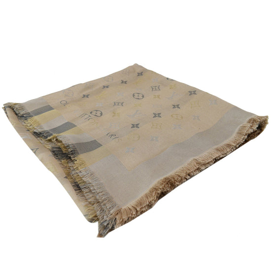 Louis Vuitton Men's Cashmere Silk Beige Monogram Camouflage Shawl