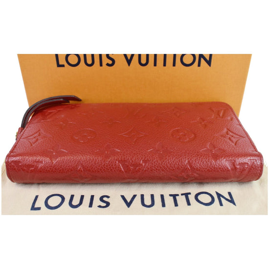 LOUIS VUITTON Monogram Empreinte Zippy Wallet Red M60017 LV Auth