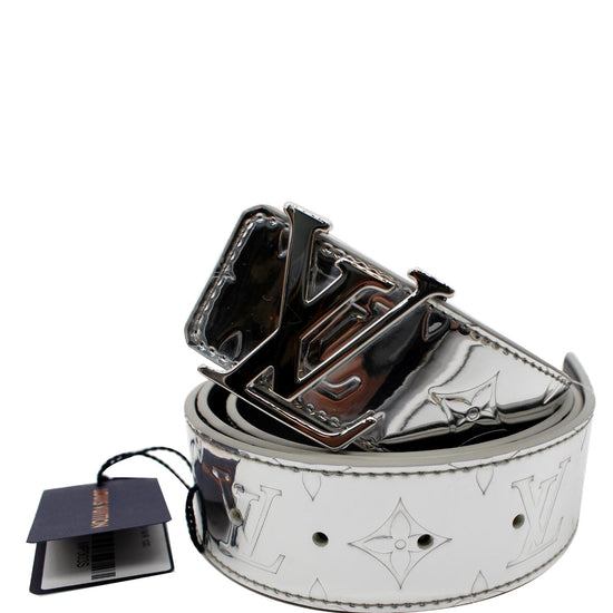 Louis Vuitton initials LV Mirror Mirror 40mm Reversible Belt, Silver, 90