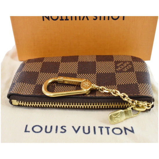 Louis Vuitton Damier Ebene Key Pouch Pochette Cles Keychain Card Coin Case  1130lv23