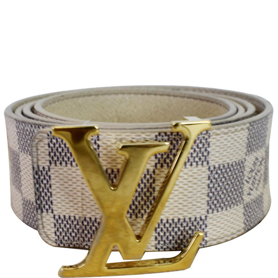 Damier Azur Checkered Men's Belt White Size 95/38 