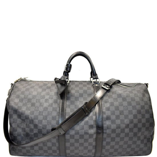 Louis Vuitton Damier Graphite Keepall Bandouliere 55 Duffle with Strap  9lk822s