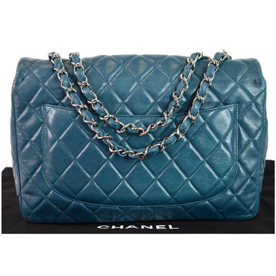 Chanel Metallic Teal Quilted Lambskin Leather Jumbo Reissue Single