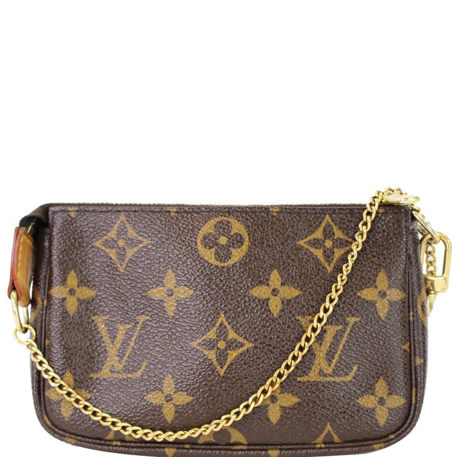 LOUIS VUITTON Mini Pochette Monogram Canvas Accessoires Pouch Brown