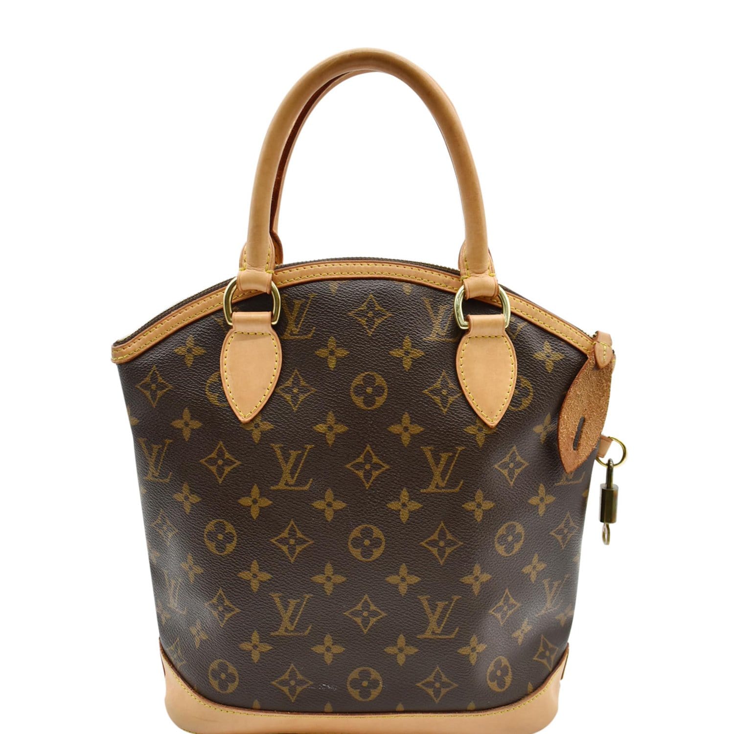 LOUIS VUITTON Lockit Vertical PM Monogram Canvas Tote Bag Brown